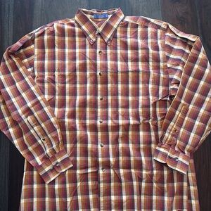 Pendleton Red and Brown Dress Shirt with Plaid Pattern